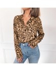 Kobiety bluzki lato Leopard szyfonowa bluzka z długim rękawem Turn Down Collar Lady koszula biurowa luźne topy Plus Size Blusas 