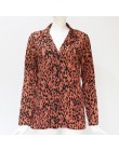 Kobiety bluzki lato Leopard szyfonowa bluzka z długim rękawem Turn Down Collar Lady koszula biurowa luźne topy Plus Size Blusas 