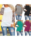 Rogi Leopard kobiet popy i bluzki 2019 z długim rękawem bluzka koszula patchworkowa tunika Tee koszula Blusas Femme Mujer Plus r