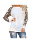 Rogi Leopard kobiet popy i bluzki 2019 z długim rękawem bluzka koszula patchworkowa tunika Tee koszula Blusas Femme Mujer Plus r