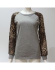 Rogi Leopard kobiet popy i bluzki 2019 z długim rękawem bluzka koszula patchworkowa tunika Tee koszula Blusas Femme Mujer Plus r