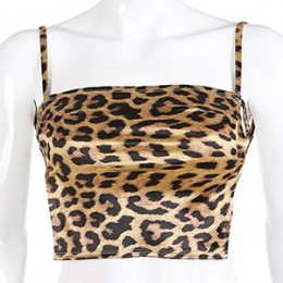 HEYounGIRL Sexy Leopard Print Crop Top kobiety Backless Spaghetti pasek Tank Tops Tees lato bez rękawów Crop Top Camis Party klu