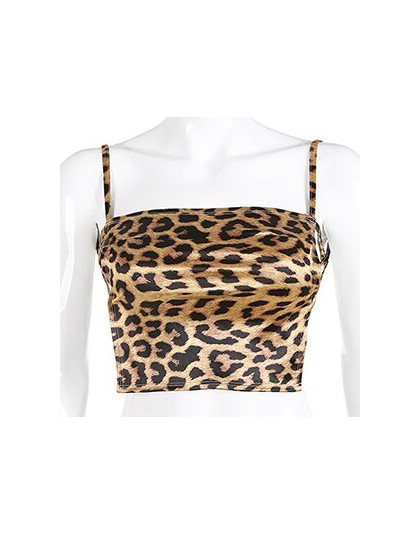 HEYounGIRL Sexy Leopard Print Crop Top kobiety Backless Spaghetti pasek Tank Tops Tees lato bez rękawów Crop Top Camis Party klu