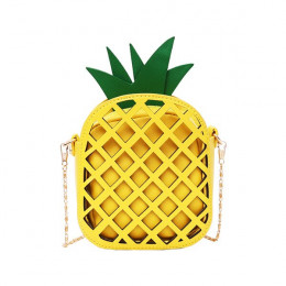 2019 marka skórzany słodka torebka dla kobiet piękny ananas torba z łańcuchem Hollow Out Mini kobiet torebki owocowe torebka dla