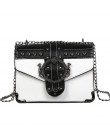Kobiety koreański Punk nit torebka damska PU Crossbody dziewczyna moda torba na ramię małe torby listonoszki z łańcuszkiem kwadr