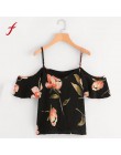 Feitong lato blusa feminina kobiety bluzki Sexy zimno ramię kwiatowy Print krótki bluzka Crop topy blusas mujer de moda 2019 now