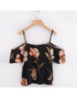 Feitong lato blusa feminina kobiety bluzki Sexy zimno ramię kwiatowy Print krótki bluzka Crop topy blusas mujer de moda 2019 now