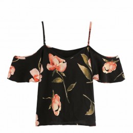 Feitong lato blusa feminina kobiety bluzki Sexy zimno ramię kwiatowy Print krótki bluzka Crop topy blusas mujer de moda 2019 now