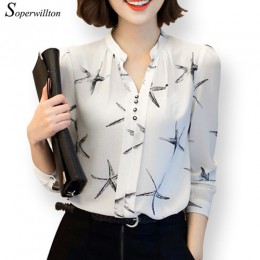 Soperwillton gorąca sprzedaż 2018 lato nowy nabytek kobiet z długim rękawem bluzka damska koszula szyfonowa wzburzyć topy Camisa