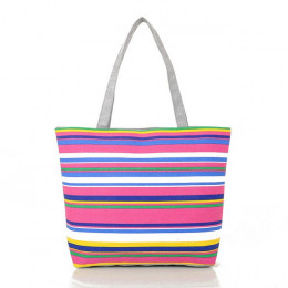 Lato na płótnie torba na zakupy w paski Rainbow drukuje torby plażowe dużego ciężaru kobiety panie dziewczyny torba na ramię na 
