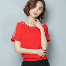 Moda kobiety bluzki koszula 2018 przyczynowy plus rozmiar krótki rękaw kobiety topy szyfonowa bluzka kobiety koszula blusas femi