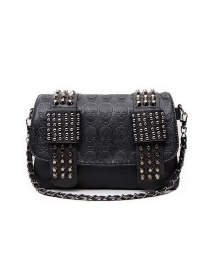 DIINOVIVO 2019 nowy nit torba kobieca PU skórzane torby na ramię czaszki torba Punk Crossbody torby dla damski łańcuszek torba W