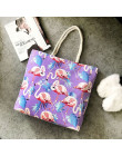 Kobiety płótno Flamingo torba na ramię w stylu bohemy torby na zakupy zwierząt drukowania torba damskie torebki z uchwytem w sty