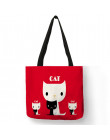 Cartoon zwierząt kot drukuj torba na drobiazgi dla kobiet składane torby na zakupy wielokrotnego użytku pościel torebki etui