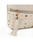 REPRCLA luksusowa marka kobiety wiadro torba moda Tassel torba na ramię wysokiej jakości nit Messenger torby torebka kobieca do 