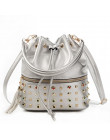 REPRCLA luksusowa marka kobiety wiadro torba moda Tassel torba na ramię wysokiej jakości nit Messenger torby torebka kobieca do 
