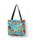 Piękny wzór kobiety skrzynki Cute Cartoon koty obraz drukowane torebki Eco pościel moda solo, praktyczna torba na ramię pani