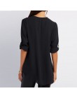 Lato koszula kobiety szyfonowa bluzka Casual z długim rękawem Top Sexy Zipper głębokie V Neck kobiety bluzki koszule Blusa Mujer