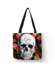 Kwiatowy czaszka dostosowane torba na drobiazgi pościel torebki dla kobiet Lady Eco torby na zakupy wielokrotnego użytku podróży