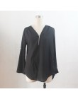 Lato koszula kobiety szyfonowa bluzka Casual z długim rękawem Top Sexy Zipper głębokie V Neck kobiety bluzki koszule Blusa Mujer