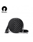 Realer kobiety torba na ramię mała okrągła torba śmieszne kobiet messenger torby crossbody dla kobiet 2019 PU skóra retro łańcuc