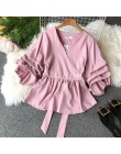 Neploe stałe szczupła talia Puff rękaw kobiety bluzka dekolt w stylu Vintage Blusa elegancka kobieta Top 2019 nowa moda Chic kos