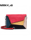 SMOOZA Retro matowy Patchwork Crossbody torby dla kobiet Messenger torby łańcuch pasek torba na ramię pani mała klapa na krzyż t