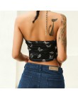 HEYounGIRL Halter aksamitna Tank Top kobiety Patchwork łańcuch Crop Top Backless przycięte Feminino Streetwear Top bez rękawów T