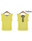 Blusas Femininas nowa moda szyfonowa stałe łuk O-Neck kobiety bluzki rękaw motyl Casual Sexy lato bluzka Plus rozmiar