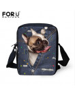 FORUDESIGNS kobiety Messenger torby 3D Denim zwierząt torebki na ramię torby na ramię słodkie Cat Messenger torby Crossbody torb