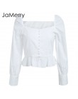 JaMerry elegancka biała bluzka koszule damskie 2019 w stylu Vintage kwiat wydruku bluzka, topy, lato, na co dzień ruffles krótki