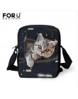 FORUDESIGNS kobiety Messenger torby 3D Denim zwierząt torebki na ramię torby na ramię słodkie Cat Messenger torby Crossbody torb