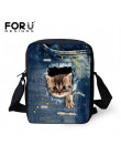 FORUDESIGNS kobiety Messenger torby 3D Denim zwierząt torebki na ramię torby na ramię słodkie Cat Messenger torby Crossbody torb