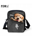 FORUDESIGNS kobiety Messenger torby 3D Denim zwierząt torebki na ramię torby na ramię słodkie Cat Messenger torby Crossbody torb