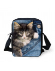 FORUDESIGNS kobiety Messenger torby 3D Denim zwierząt torebki na ramię torby na ramię słodkie Cat Messenger torby Crossbody torb