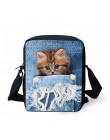 FORUDESIGNS kobiety Messenger torby 3D Denim zwierząt torebki na ramię torby na ramię słodkie Cat Messenger torby Crossbody torb