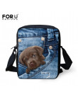 FORUDESIGNS kobiety Messenger torby 3D Denim zwierząt torebki na ramię torby na ramię słodkie Cat Messenger torby Crossbody torb