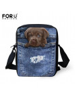 FORUDESIGNS kobiety Messenger torby 3D Denim zwierząt torebki na ramię torby na ramię słodkie Cat Messenger torby Crossbody torb