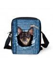 FORUDESIGNS kobiety Messenger torby 3D Denim zwierząt torebki na ramię torby na ramię słodkie Cat Messenger torby Crossbody torb