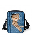 FORUDESIGNS kobiety Messenger torby 3D Denim zwierząt torebki na ramię torby na ramię słodkie Cat Messenger torby Crossbody torb