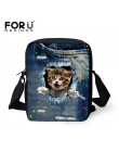 FORUDESIGNS kobiety Messenger torby 3D Denim zwierząt torebki na ramię torby na ramię słodkie Cat Messenger torby Crossbody torb