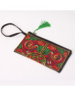Torba kobieca torebki lato bawełniane sprzęgło haftowana torebka telefon monety Tassel mały kwiatowy kobiet Bolsa portfel na co 