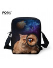 FORUDESIGNS kobiety Messenger torby 3D Denim zwierząt torebki na ramię torby na ramię słodkie Cat Messenger torby Crossbody torb