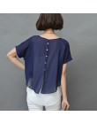2019 lato bluzka damska z krótkim rękawem szyfonowa koszula damska fałszywy dwuczęściowy Blusas Femininas kobiety odzież luźne P