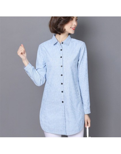 VogorSean kobiety bluzka w paski koszule wiosna jesień dla Lady pracuj z długim rękawem topy kobiet moda odzież Blusas Plus Size