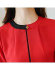 Szyfonowa bluzka damska koszula 2018 z długim rękawem czerwony odzież damska urząd Lady bluzka kobiet topy damskie koszula Blusa