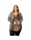 YTL kobiet duży rozmiar wiosna jesień szary Leopard głębokie V Neck z długim rękawem Slim tunika duży rozmiar bluzki kobiety 5XL