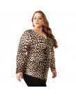 YTL kobiet duży rozmiar wiosna jesień szary Leopard głębokie V Neck z długim rękawem Slim tunika duży rozmiar bluzki kobiety 5XL