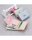 Śliczne wielu kart kobiety portfel królik tkaniny naklejki zmienić Folder japoński Kawaii dziewczyna krótki wielofunkcyjny portm
