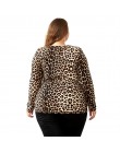 YTL kobiet duży rozmiar wiosna jesień szary Leopard głębokie V Neck z długim rękawem Slim tunika duży rozmiar bluzki kobiety 5XL